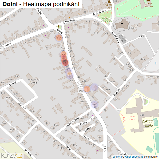Mapa Dolní - Firmy v ulici.