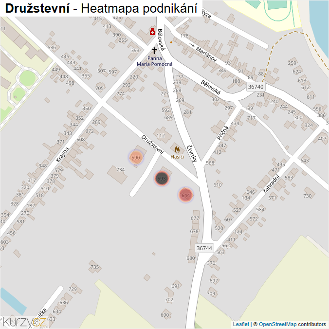 Mapa Družstevní - Firmy v ulici.