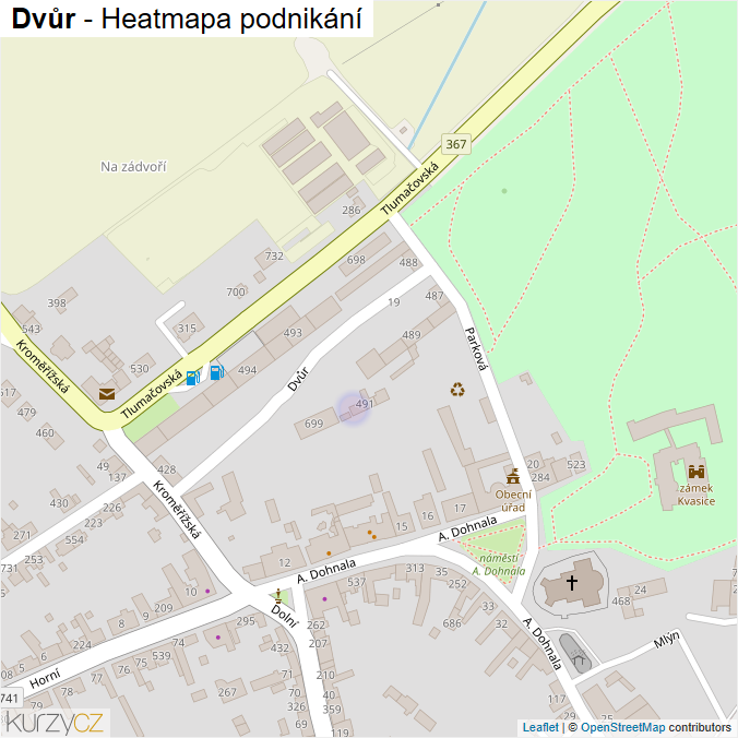 Mapa Dvůr - Firmy v ulici.