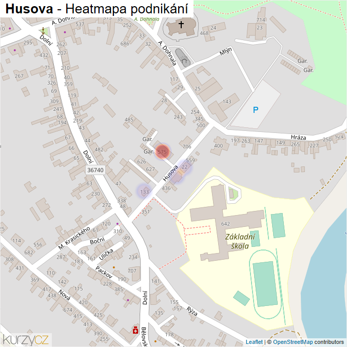 Mapa Husova - Firmy v ulici.
