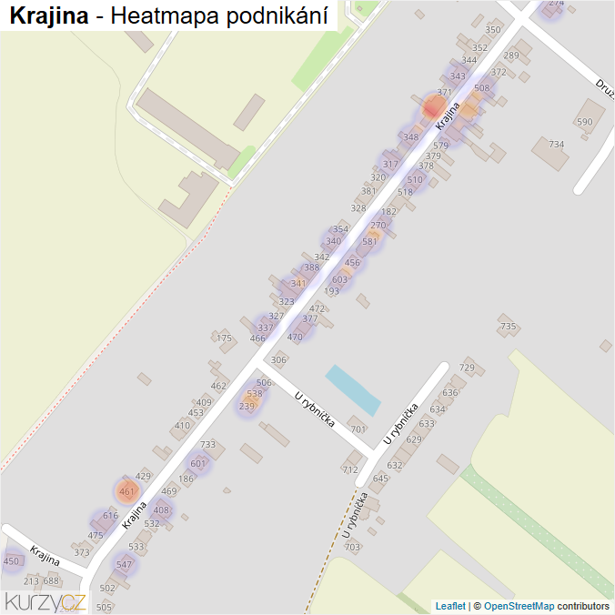 Mapa Krajina - Firmy v ulici.