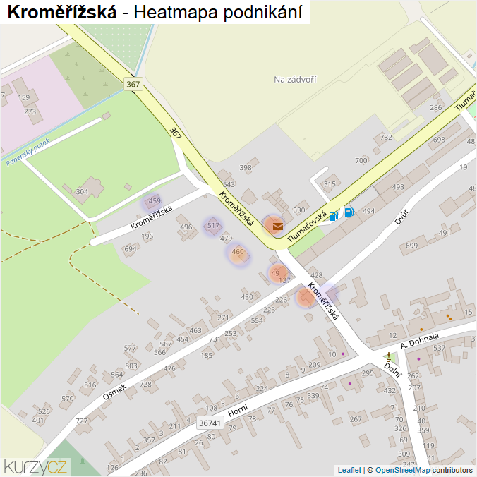 Mapa Kroměřížská - Firmy v ulici.