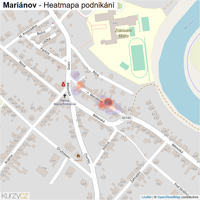 Mapa Mariánov - Firmy v ulici.