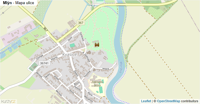 Mlýn - mapa ulice