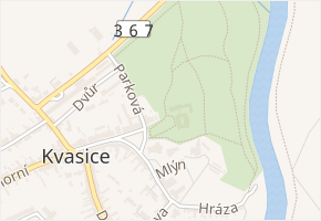 Parková v obci Kvasice - mapa ulice