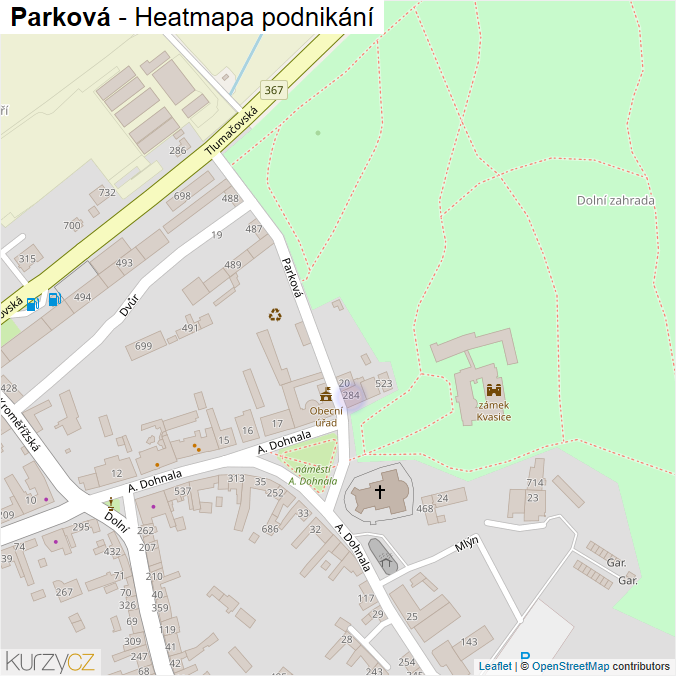 Mapa Parková - Firmy v ulici.