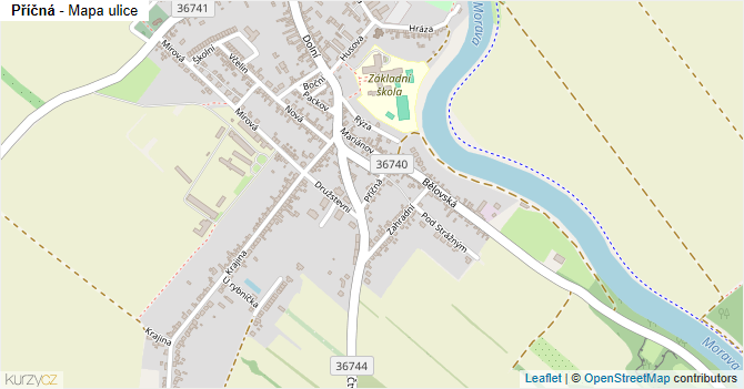 Příčná - mapa ulice