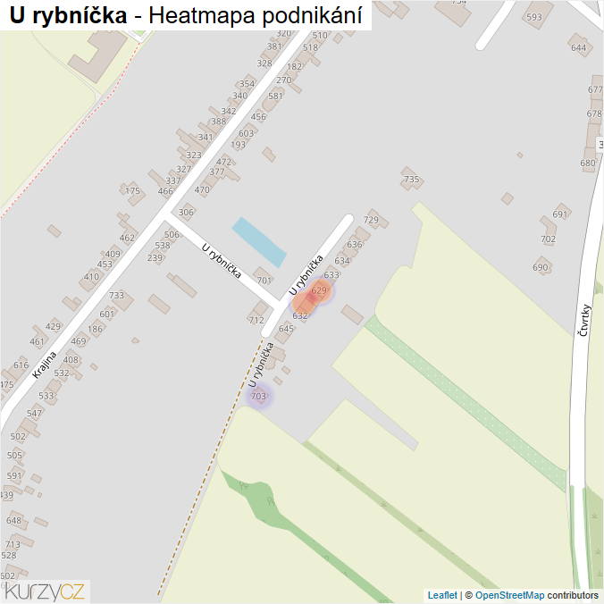 Mapa U rybníčka - Firmy v ulici.