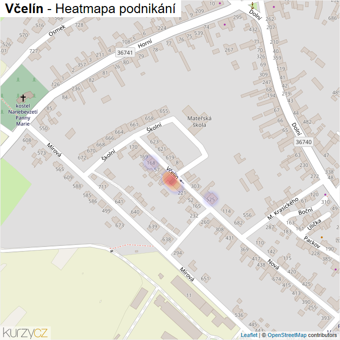 Mapa Včelín - Firmy v ulici.