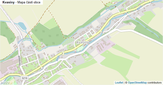Kvasiny - mapa části obce