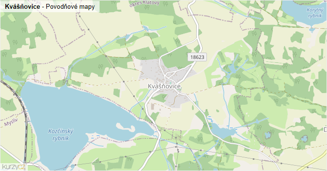 Kvášňovice - záplavové mapy stoleté vody