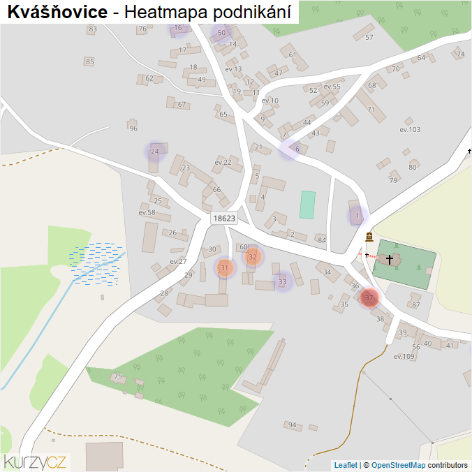 Mapa Kvášňovice - Firmy v části obce.