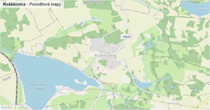 Kvášňovice - záplavové mapy stoleté vody