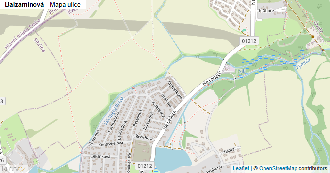 Balzamínová - mapa ulice