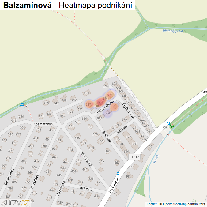 Mapa Balzamínová - Firmy v ulici.