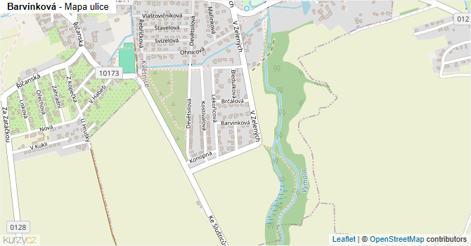 Barvínková - mapa ulice