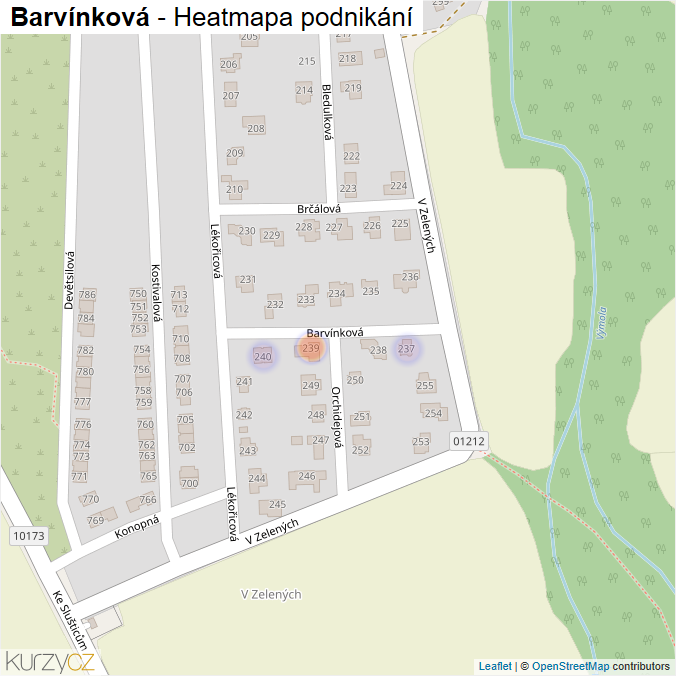 Mapa Barvínková - Firmy v ulici.