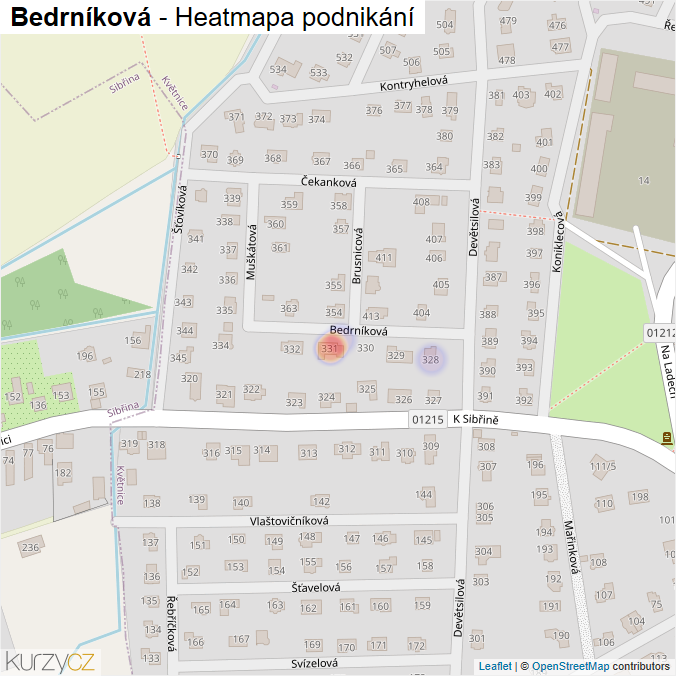 Mapa Bedrníková - Firmy v ulici.
