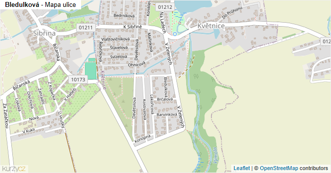 Bledulková - mapa ulice