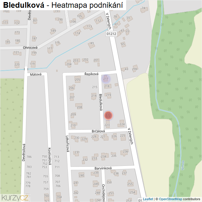 Mapa Bledulková - Firmy v ulici.