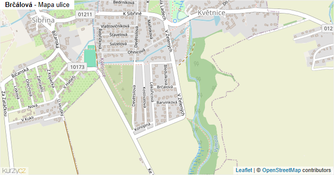 Brčálová - mapa ulice