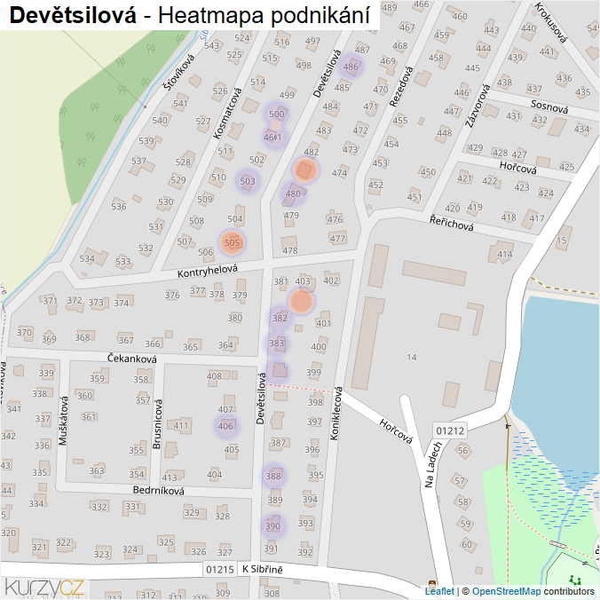 Mapa Devětsilová - Firmy v ulici.