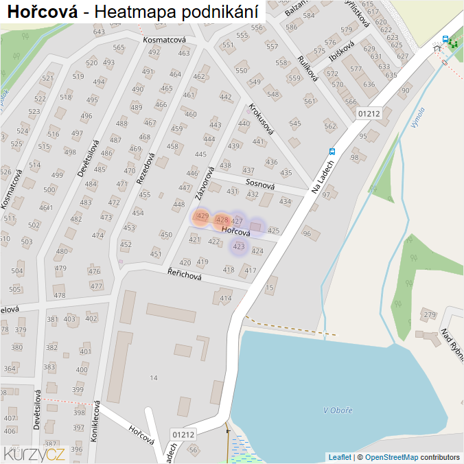 Mapa Hořcová - Firmy v ulici.