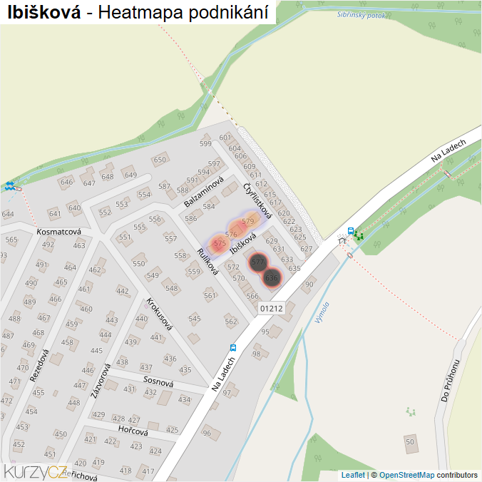 Mapa Ibišková - Firmy v ulici.