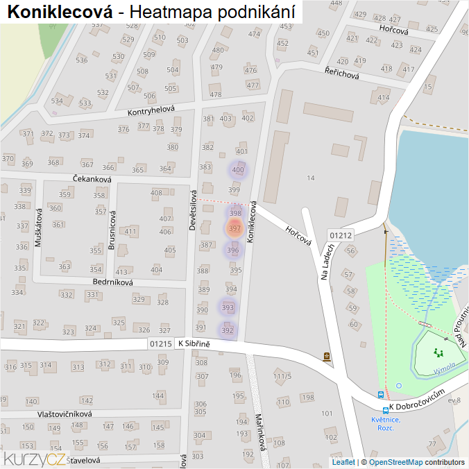 Mapa Koniklecová - Firmy v ulici.