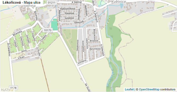 Lékořicová - mapa ulice