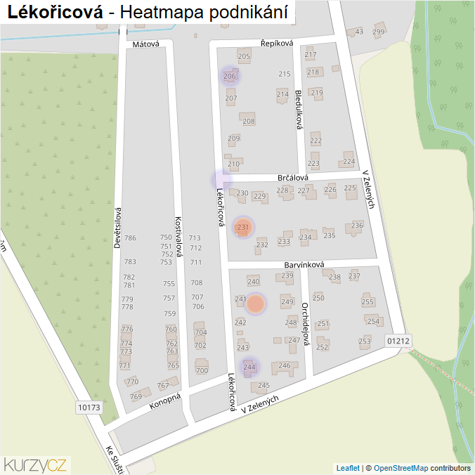 Mapa Lékořicová - Firmy v ulici.