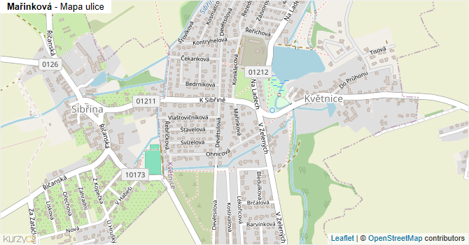 Mařinková - mapa ulice