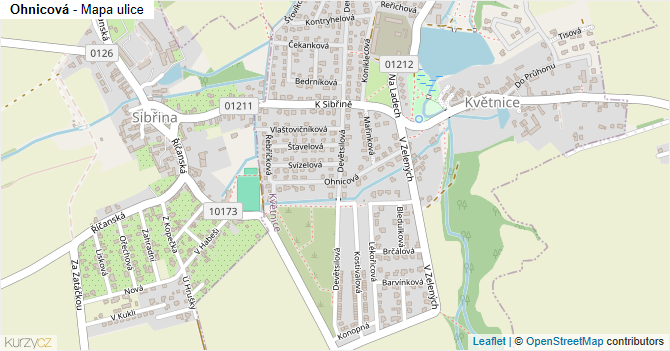 Ohnicová - mapa ulice