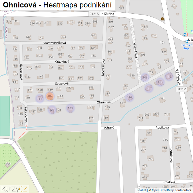 Mapa Ohnicová - Firmy v ulici.