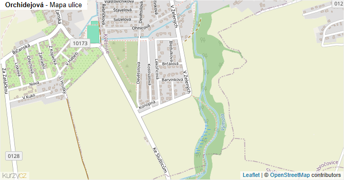Orchidejová - mapa ulice