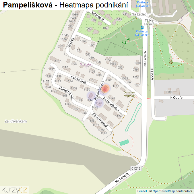 Mapa Pampelišková - Firmy v ulici.