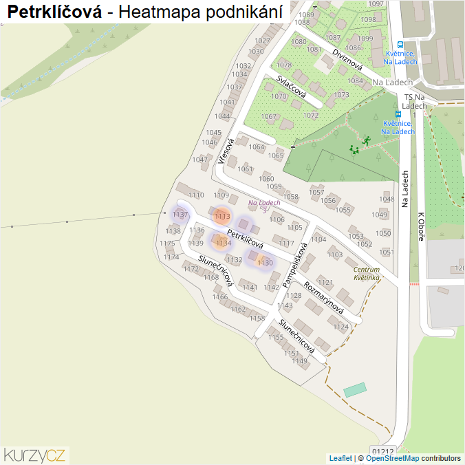 Mapa Petrklíčová - Firmy v ulici.