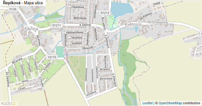 Řepíková - mapa ulice