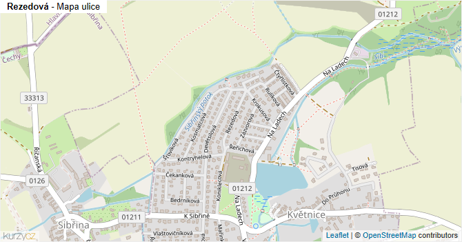 Rezedová - mapa ulice