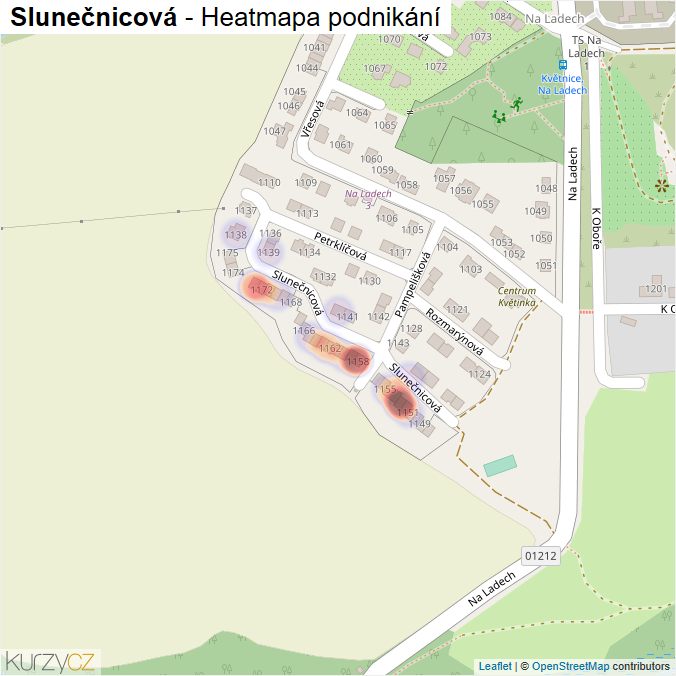 Mapa Slunečnicová - Firmy v ulici.