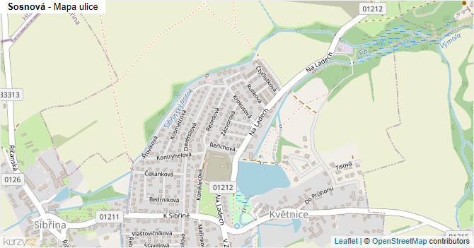 Sosnová - mapa ulice