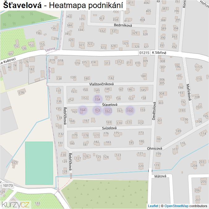 Mapa Šťavelová - Firmy v ulici.