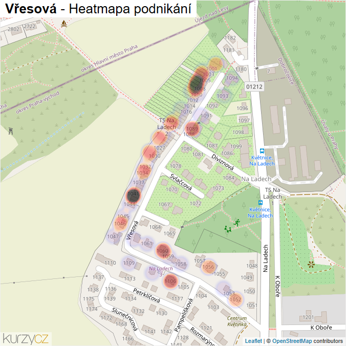 Mapa Vřesová - Firmy v ulici.