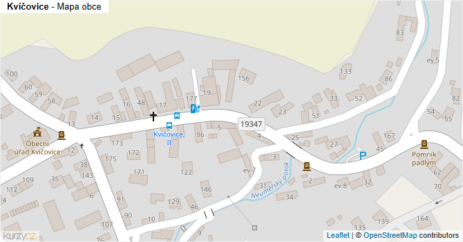 Kvíčovice - mapa obce
