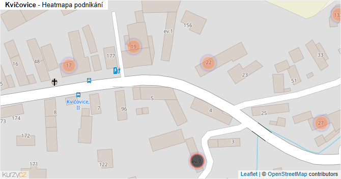 Kvíčovice - mapa podnikání