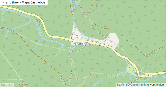 Františkov - mapa části obce