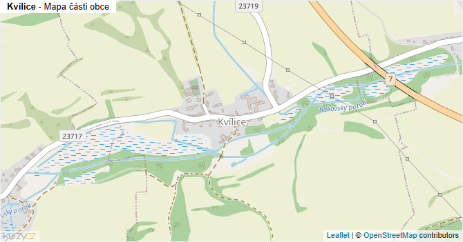 Kvílice - mapa části obce