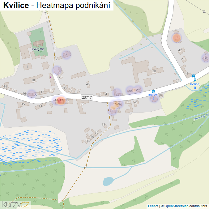 Mapa Kvílice - Firmy v části obce.