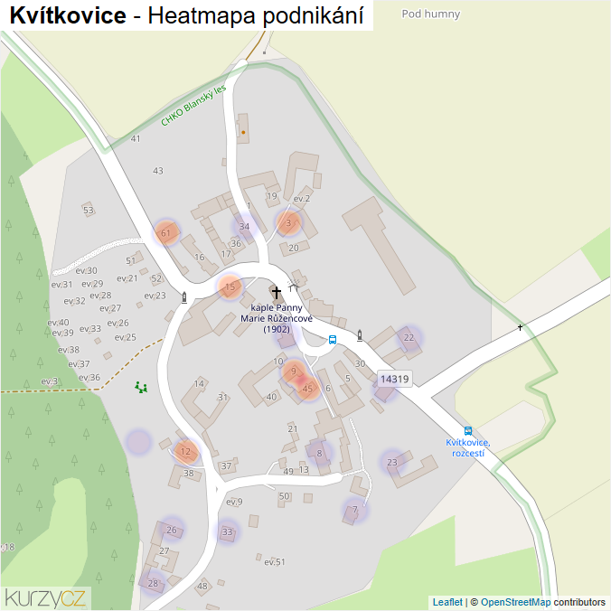 Mapa Kvítkovice - Firmy v části obce.