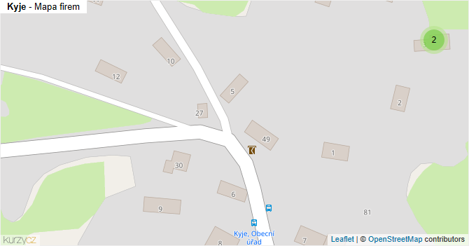 Kyje - mapa firem